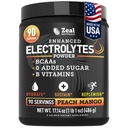 Zeal Naturals Electrolyte Powder Recovery Drink (90 portions) w 0 Sucre + BCAAs + B-Vitamines Supplément Electrolyte w Potassium Zinc & Magnésium pour l'hydratation - Keto Electrolytes