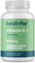 BESTVITE Vitamine B-1 (Thiamine) 500mg (120 Capsules végétariennes) - Pas de stéarate - Vegan - Pas de carbonate de calcium - Non OGM - Sans gluten - Pas de dioxyde de silicone