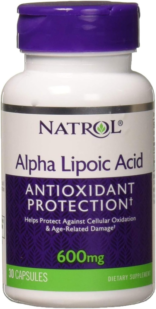 Natrol Alpha acide lipoïque 600 mg, supplément alimentaire pour le mieux-être général, 30 capsules, 30 jours d'approvisionnement