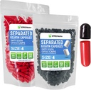 XPRS Nutra Gélatine Taille 4 Capsules séparées - 500 Compter les petites capsules vides Séparées dans des sacs - Bouchons à pilules bricolage - Taille 4 Gel Do-It-Youlf Vitamine et supplément de remplissage (Noir/Rouge)