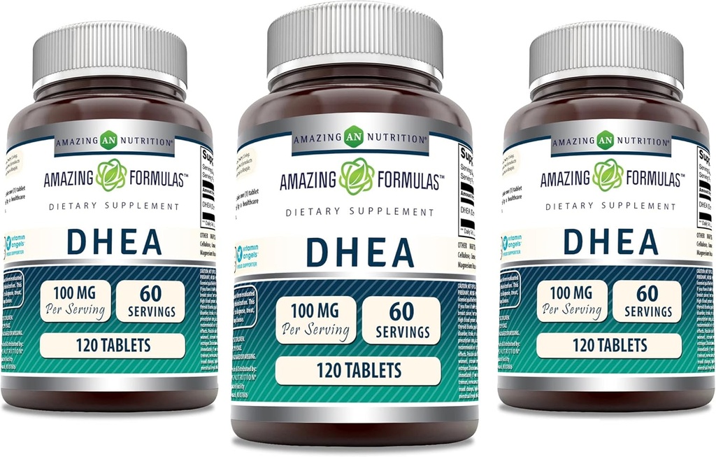 Formules étonnantes DHEA 100mg par portion 120 Comprimés Suppléments de non-OGM