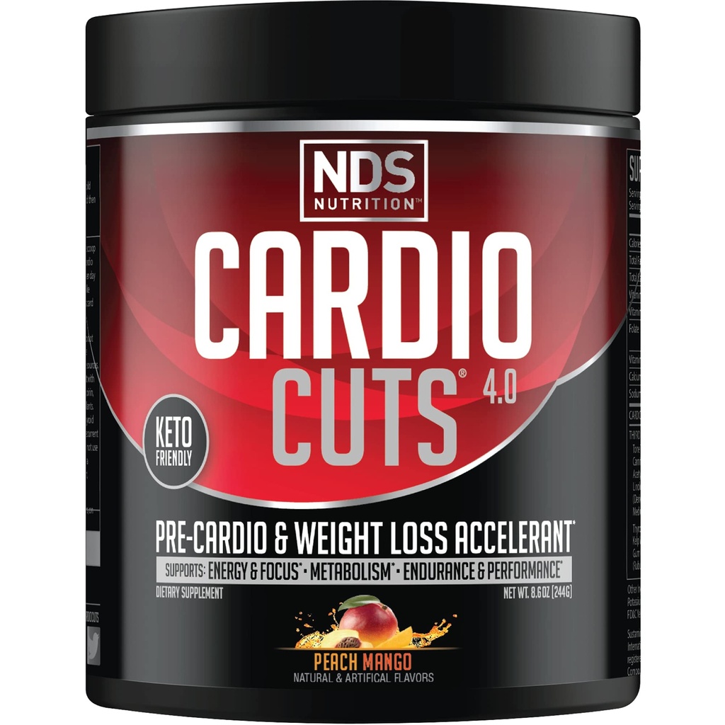 NDS Nutrition 4.0 Supplément de préentraînement - Formule de perte de poids et précardio avec L-Carnitine, CLA, MCT, L-Glutamine et huile de carthame - Peach Mango (40 portions)