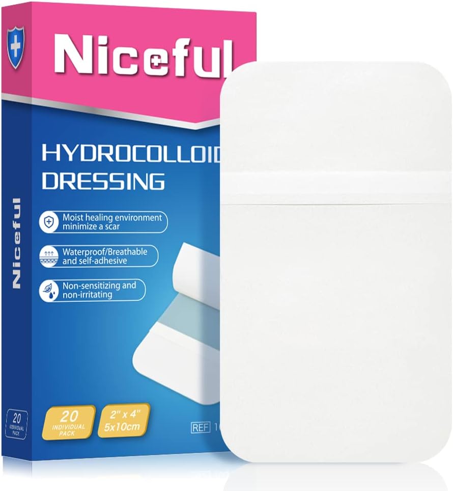 20 Nombre de bandes hydrocolloïdes 2 x 4 po, Grandes bandes de guérison vestimentaires pour les blessures, Grande bande imperméable