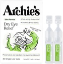 Remédies d'Archie, soulagement des yeux secs, gouttes oculaires ultra lubrifiantes, formule propre et flacons sans réserve, à usage unique, pour irritation et yeux rouges, larmes naturelles, 30 comtes