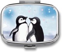 I Love Penguins Square Pill Box, 2 compartiments décoratifs Pocket Pill Box pour la poche ou la purse Portable Mini médecine de voyage Porte-vitamine Organisateur Pill Case
