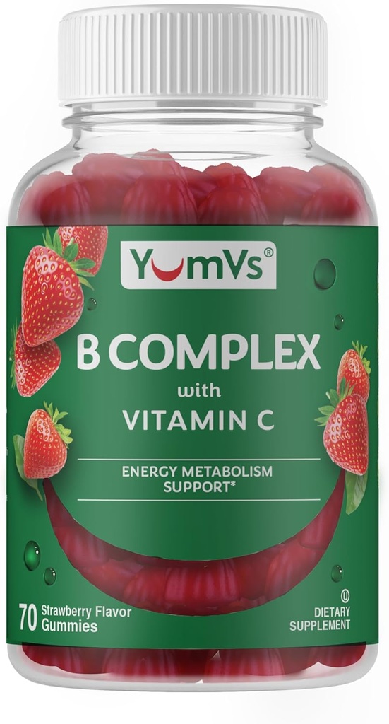 B Gommies complexes avec vitamine C – Grande dégustation 1 jour de soutien énergétique et système nerveux pour les adultes – Gommies complexes de vitamine B non-OGM végan, casher avec B12, B6, Niacine et acide folique – 70 Compte