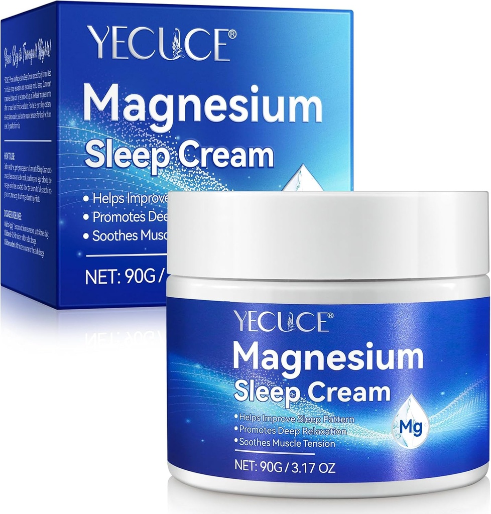 Lotion de magnésium, Crème de magnésium pur pour mieux dormir, soin du leg et des articulations, non-graisseux -Topical Magnésium Chlorure-Skin Friendly Ingrédients-3.17 OZ