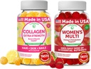 Lunakai Collagène et Gommies multivitamines pour femmes - Suppléments anti-vieillissement non OGM avec biotine, zinc, vitamine C et E - Valeur quotidienne de 16 vitamines et minéraux essentiels - 30 jours d'approvisionnement