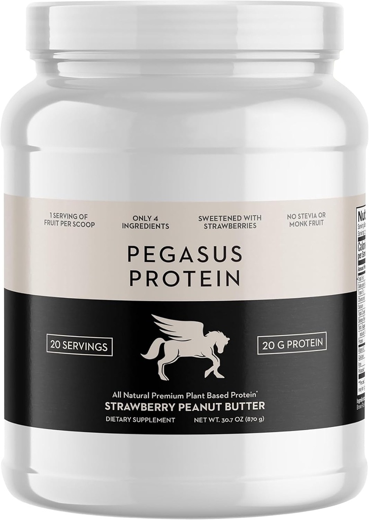 Seulement 4 ingrédients - Pas de Stevia, Pas de fruit de moine, Pas d'édulcorants artificiels - Poudre de protéines de beurre d'arachide de fraise, tout naturel, sucré avec des baies (20g de protéines, 20 portions)