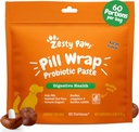 Pois Zesty Paws Pill Wrap Probiotic Paste pour chiens - Système immunitaire et digestif - Bacon Flavor - avec DE111 Bacillus subtilis - Poches Toute pilule, Comprimé et Capsule pour votre chien - 4.2oz - 60 Portions