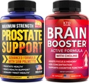 Prostate Support for Men & Nootropic Brain Support Supplement - Made in USA - Saw Palmetto Capsules - Bacopa Monnieri & DMAE Supplement