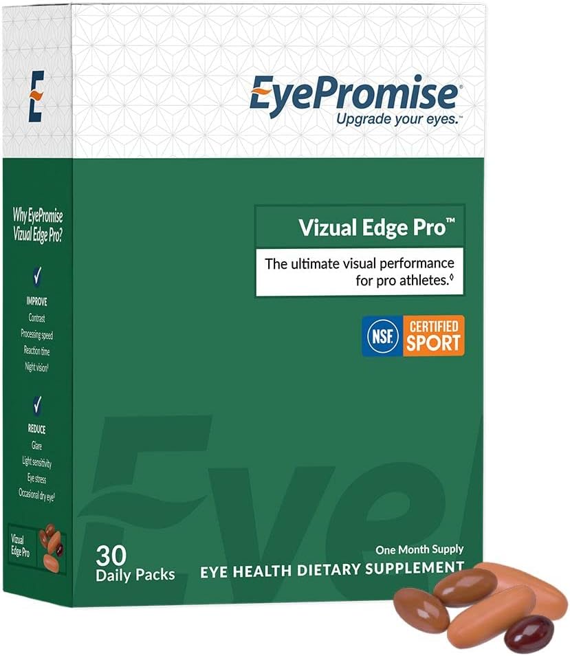 Supplément EyePromise Vizual Edge Pro - 30 Pill Packets à usage unique, 30 jours d'approvisionnement - Vitamine visuelle avec 26 mg de Zeaxanthin et 8 mg de lutéine pour la qualité de la vision et la clarté