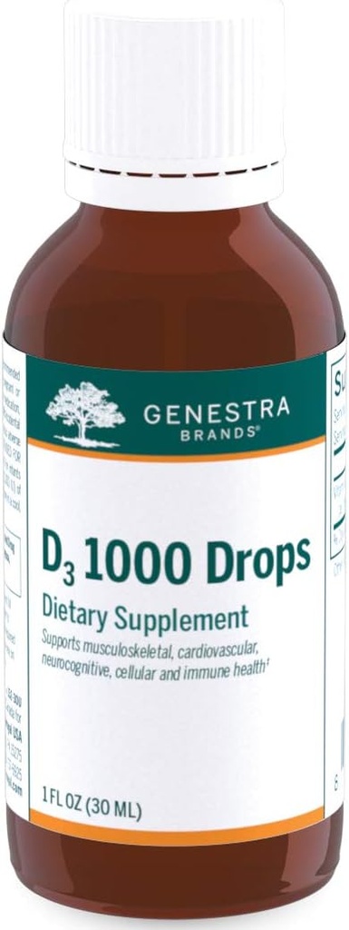 Genestra Marques D3 1000 gouttes de vitamine D liquide Supplément 1 fl. oz.