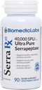 Serra-RX 40,000 SPU Serrapeptase - Enzyme protéolytique systémique résistant à l'acide, non-OGM, sans gluten, végétalien, 90 gélules
