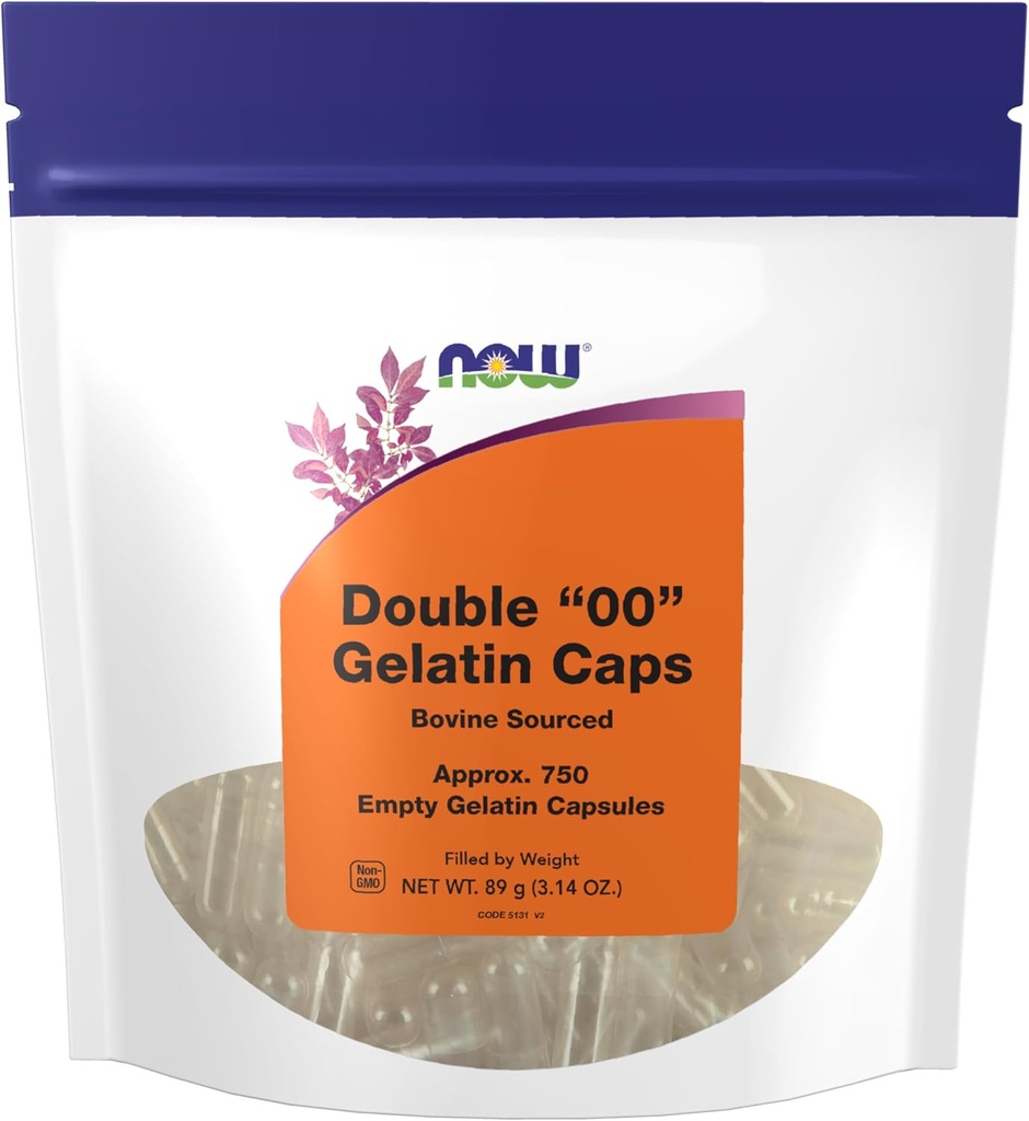 NOW Foods Supplements, Empty Gelatin Capsules, Double "00", Bovine Sourced, Filled by Weight, 750 Gel Capsules