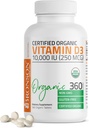 Bronson Vitamine D3 10 000 UI (250 mcg) Supplément biologique à haute puissance non-OGM Vitamine D certifié, 360 comprimés