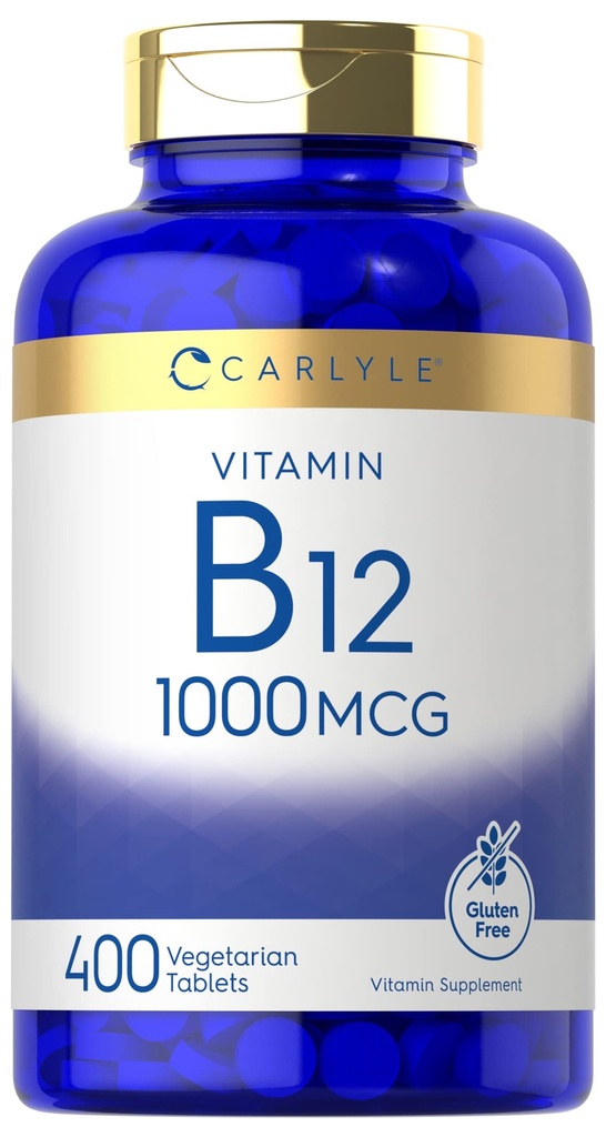 Carlyle Vitamine B12 1000 mcg (400 comprimés) Végétarien, Non-OGM, Supplément sans gluten