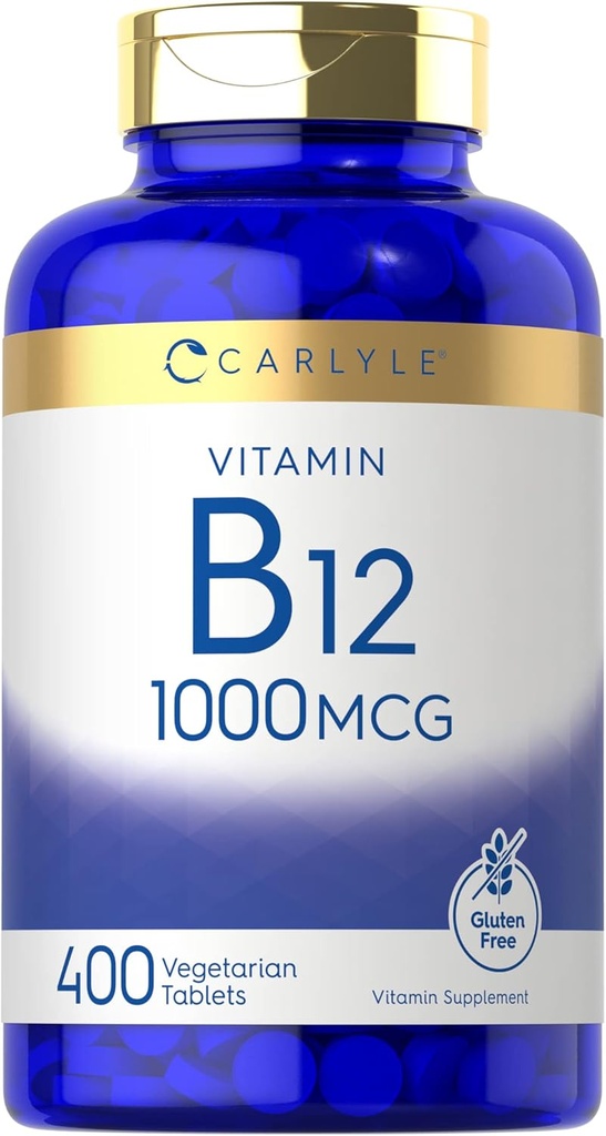 Carlyle Vitamine B12 1000 mcg (400 comprimés) Végétarien, Non-OGM, Supplément sans gluten
