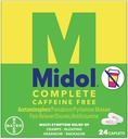 Midol Complete Caplets sans caféine 24ct: Midol Complete Caplets sans caféine de soulagement de la douleur menstruelle avec l'acétaminophène, Fournit le soulagement des maux de tête et de la période Crampes, 24 Compte