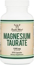 Supplément de Taurate de magnésium pour la santé cardiovasculaire pour augmenter les niveaux de magnésium (1 500mg par portion, 210 gélules véganes) Non-OGM, sans gluten, par les suppléments de bois double