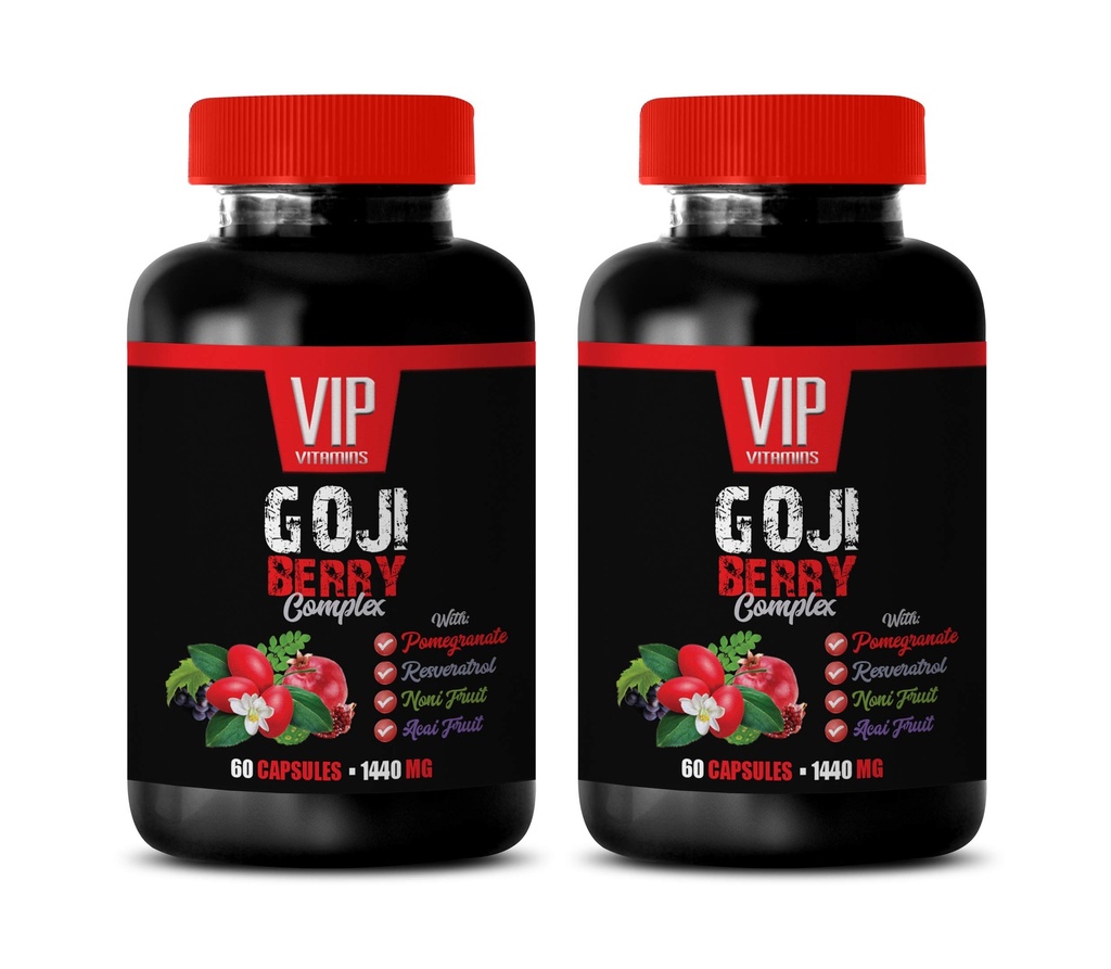 supplément antioxydant - GOJI BERRY COMPLEX - AVEC POMEGRANATE, RESVERATROL, NONI, ACAI - vitamine de grenade e pour la peau - suppléments nutritionnels antioxydants - vitamines antioxydantes - 2 Bot 120 Caps