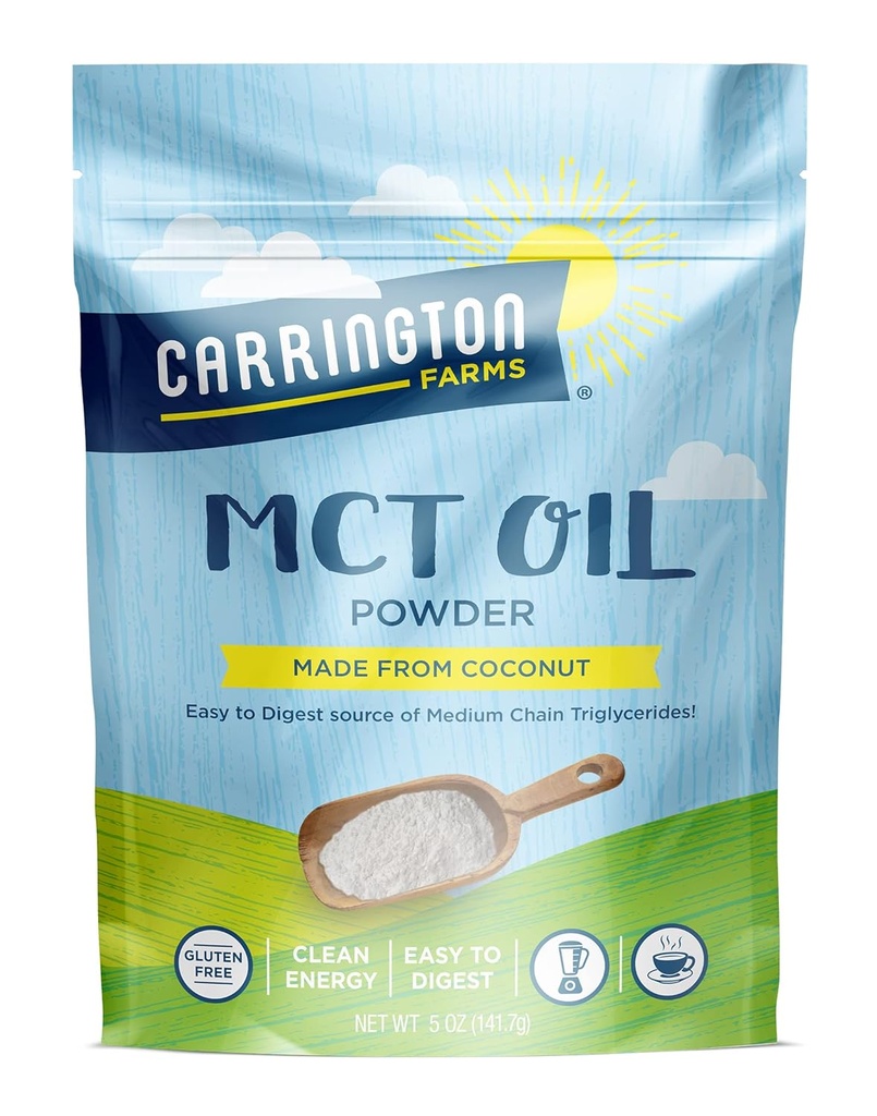 Carrington Farms – Poudre biologique d'huile MCT – sans gluten, sans hexane – non OGM – sans kéto et sans lait