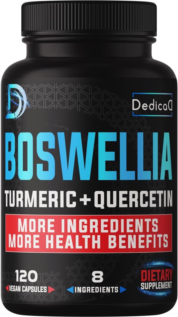 Boswellia Serrata - Mixed Turmeric, Quercetin, Citrus, Ginger, White Willow, Alfalfa - Support Cartilage, Immune & Santé du Corps - 120 Capsules