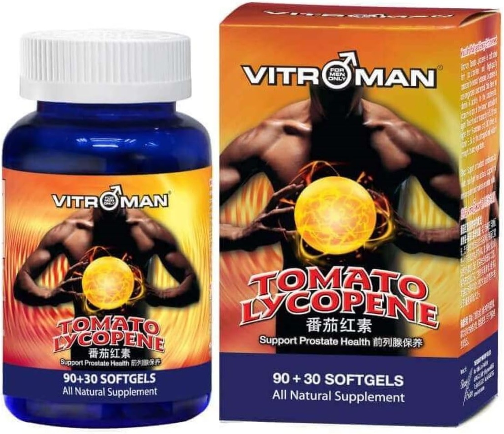 Tomate Lycopène (120 softgels), Soutien cardiovasculaire, Antioxydant de qualité supérieure - 100% de la tomate naturelle - Idéal pour la santé de la prostate