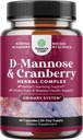 D Mannose with Cranberry Supplement - Potent D Mannose 1000mg Capsules for Kidney Defense Support & Cleanse and Urinary Tract Health for Women & Men - Bladder Health Supplement for Adults - 60 Count
