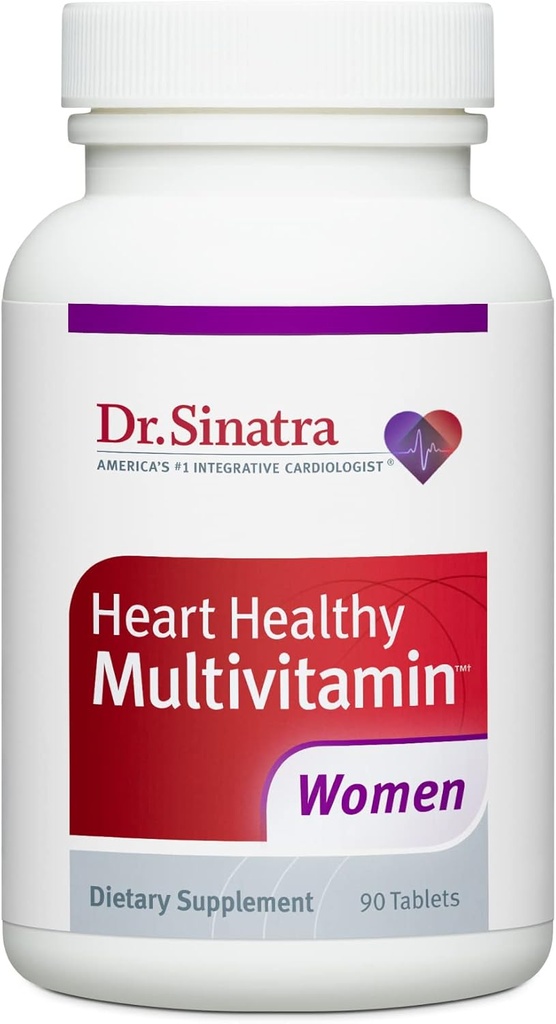 Dr Sinatra Heart Healthy Multivitamine pour les femmes atteintes de vitamine D 1000 UI, A, B12, C, E, Biotine, Folate et zinc, 90 comprimés (30 jours d'approvisionnement)
