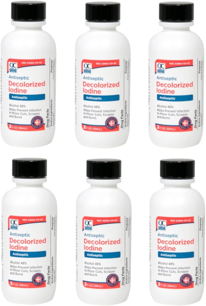 Choix de qualité Iodine décolorée antiseptique 2 Fl. Oz. - 6 Pack