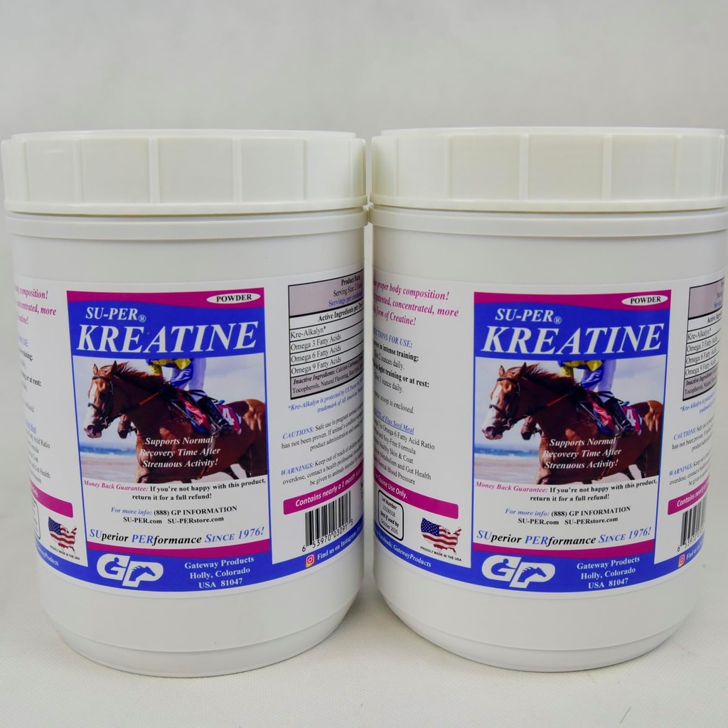 SUP-PER supplément Kreatine Energy Horse - soutient la production d'énergie, l'endurance et l'endurance - supplément créatine équine avec Kre-Alkalyn - 2,5 livres, (2 paquets)