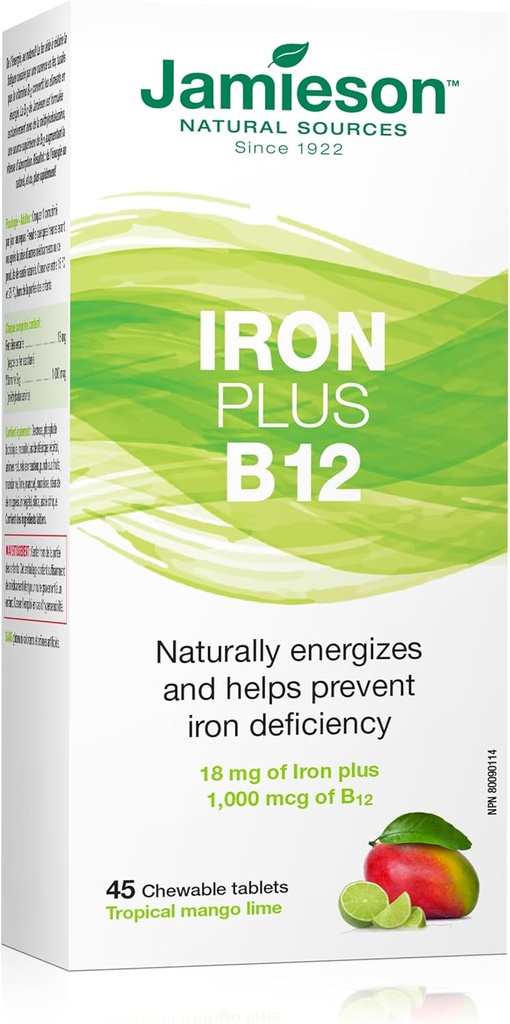 Jamieson Iron + Vitamin B12, 45 chewable tabs