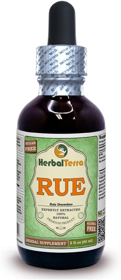 Rue (Ruta Graveolens) Glycérite, extrait liquide sans alcool à base d'herbe séchée biologique 2 oz