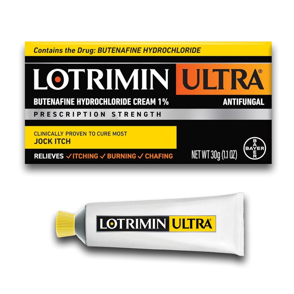 Lotrimin Crème de démangeaison ultra-fongique avec chlorhydrate de buténafine, traitement de démangeaison de jock pour les hommes, les femmes et les enfants de plus de 12 ans, 1,1 oz Tube