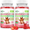 Glycinat de magnésium pour enfants, supplément de magnésium avec L-Theanine, vitamine B6, D3 pour les enfants et les adultes, Magnésium calme pour la relaxation du sommeil,Brain,Bones,Fraise sans sucre 120ct