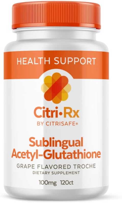 CitriRx Sublingual acétylglutathion 100mg, 120 ct Lozenges - 4 Mos d'approvisionnement - Arôme de raisin - Fabriqué aux États-Unis
