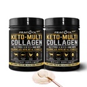 Keto Multi Collagen Peptides 16,2 oz, Paquet de 2 - Poudre de protéines désossées, 5 types de collagène hydrolysé, huile MCT, poudre de protéines non aromatisée pour la santé des articulations, de la peau, des cheveux et des intestins