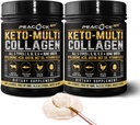 Keto Multi Collagen Peptides 16,2 oz, Paquet de 2 - Poudre de protéines désossées, 5 types de collagène hydrolysé, huile MCT, poudre de protéines non aromatisée pour la santé des articulations, de la peau, des cheveux et des intestins