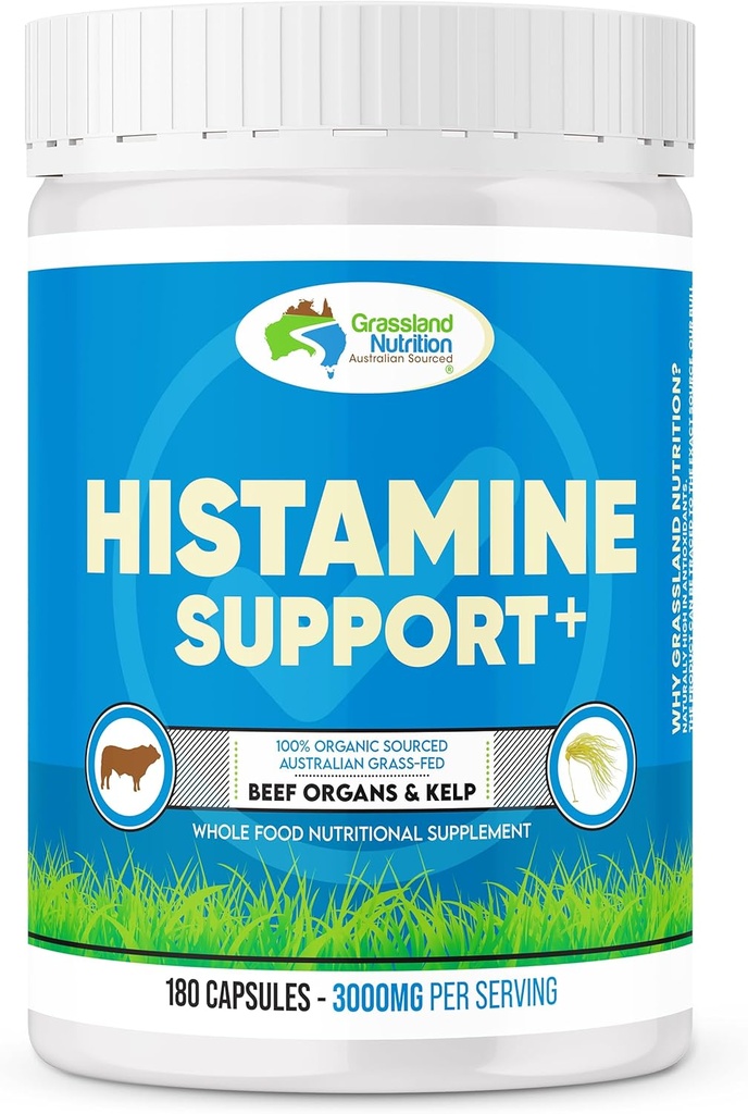 GRASSLAND NUTRITION 100% bio Australien: Histamine Support Bef Rein Organ Blend - Histamine Support, High in DAO (180 Capsules)