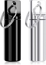 Porte-clés Nipichsha Pill Holder, Pill Box Portable pour la Purse, petite poche cas organisateur de tablette de voyage avec porte-clés, comprimé en métal imperméable bouteille de médecine pour le voyage, noir et argent