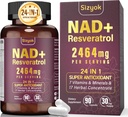 Supplément NAD, NAD liposomique + Supplément avec Resveratrol, Supplément de resveratrol NAD - Boost NAD+ pour la défense du vieillissement, l'énergie, Focus - Capsules Ultra Antioxydants,139