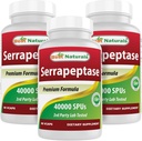 Best Naturals Serrapeptase 40000 SPUs 90 Vcaps (90 Compte (paquet de 3))