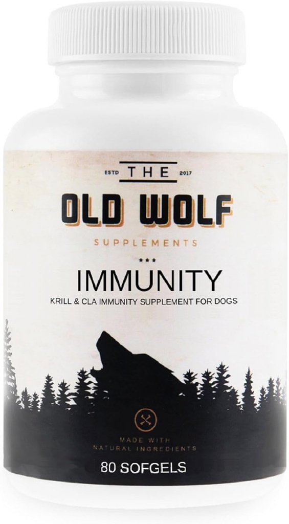 Immunité (Pack Leader) 8 en 1 Multivitamines : Vitamines essentielles pour chiens, probiotiques pour chiens pour améliorer la santé globale, vitamine pour la peau et le manteau et la santé immunitaire - Krill & CLA 80 Gels doux