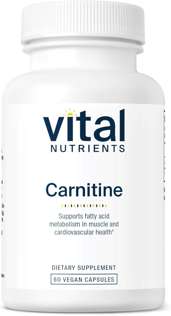 Vital Nutrients Carnitine 500mg | L-Carnitine Supplement for Heart Health Support | Vegan Energy Support Supplement | Gluten, Dairy, Soy Free | Non-GMO | 60 Capsules