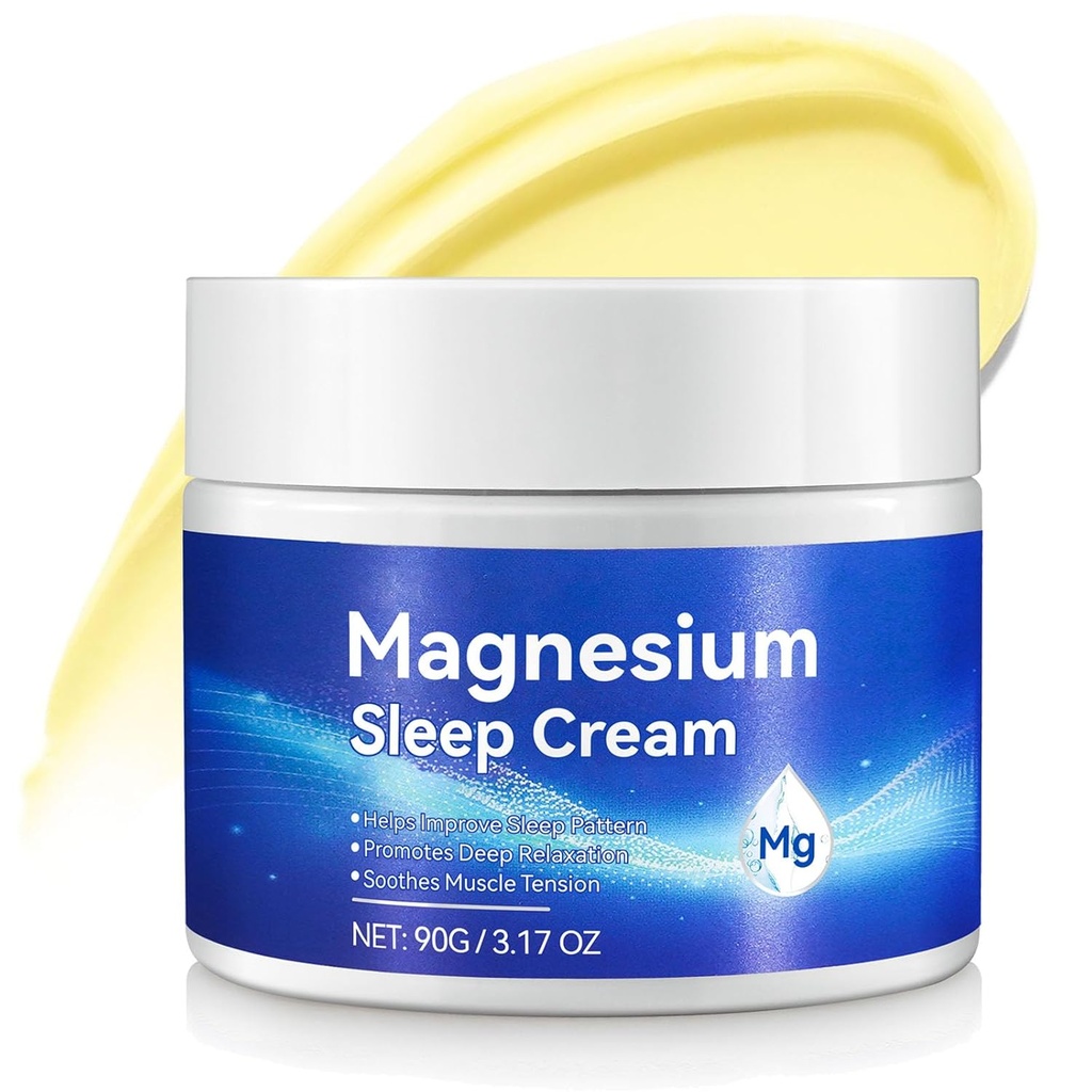 Crème de magnésium Premium générique pour le sommeil 3,17 Oz, Crème de magnésium topique – Sûr et facile à absorber, Séchage rapide sans résidus, doux à la peau, bleu