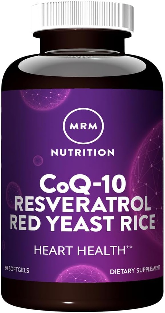 MRM Nutrition CoQ-10 Resvératrol Red Yeast Rice (en anglais seulement) Soutient la santé cardiovasculaire et cardiaque (en anglais seulement) Sans gluten (en anglais seulement) Non-OGM (en anglais seulement) 30 Softgels