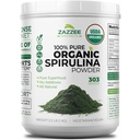 Zazzee USDA poudre de Spiruline biologique, 2,2 livres (1 KG), 303 portions, casher certifié, 100% pur, non irradié, contenant de bouche large sans mess, odeur fraîche et goût neutre, non-OGM, fabriqués aux États-Unis