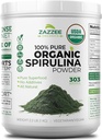 Zazzee poudre de spiruline biologique, 2,2 livres (1 KG), USDA certifié, 303 portions, Kosher, 100% pur, non irradié, contenant de bouche large sans mess, odeur fraîche et goût neutre, non-OGM, sans gluten