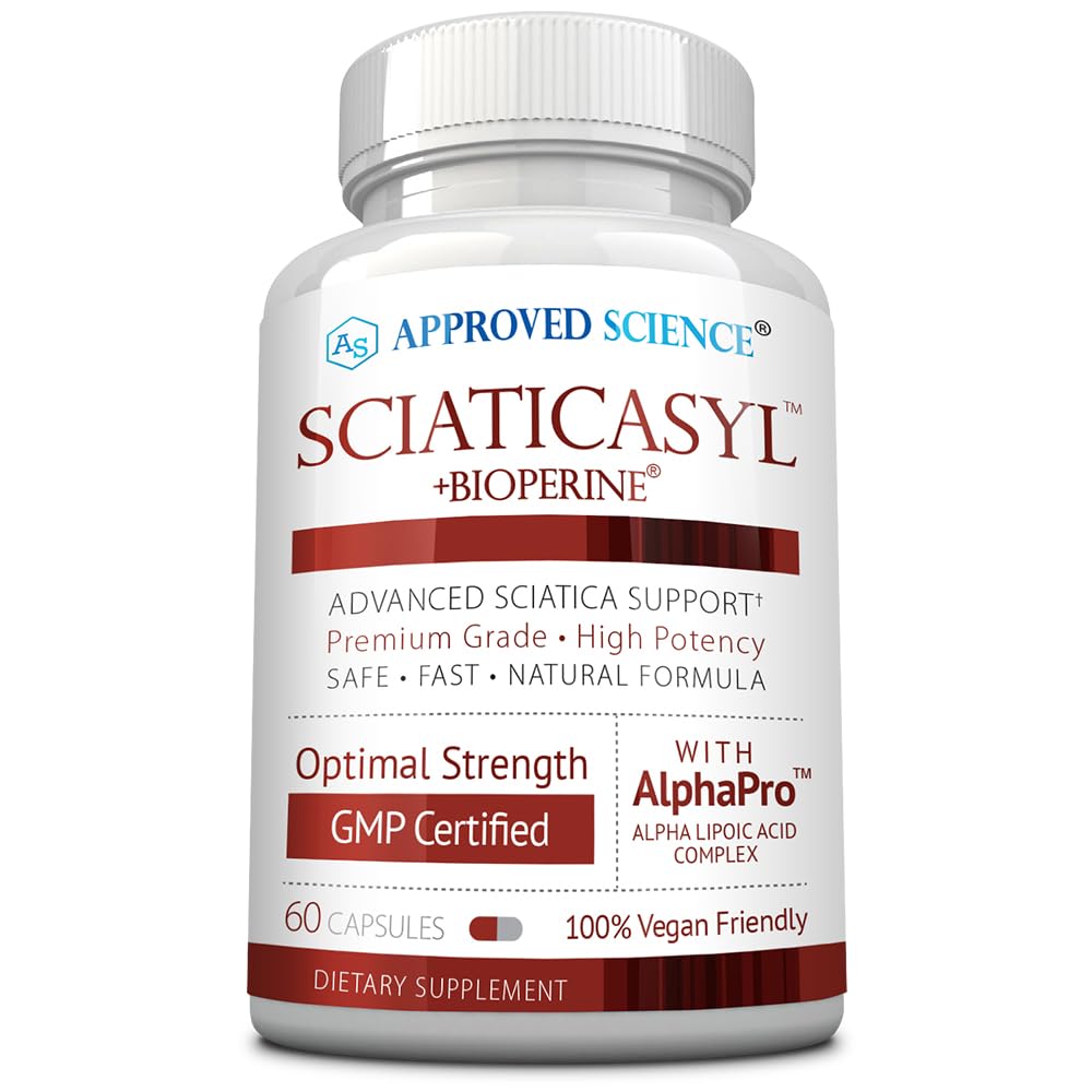 Science approuvée Sciaticasyl - Support optimal sciatique Nerve - Vitamines B, Magnésium, Acide alpha-lipoïque, BioPerine - Vegan - 60 Capsules